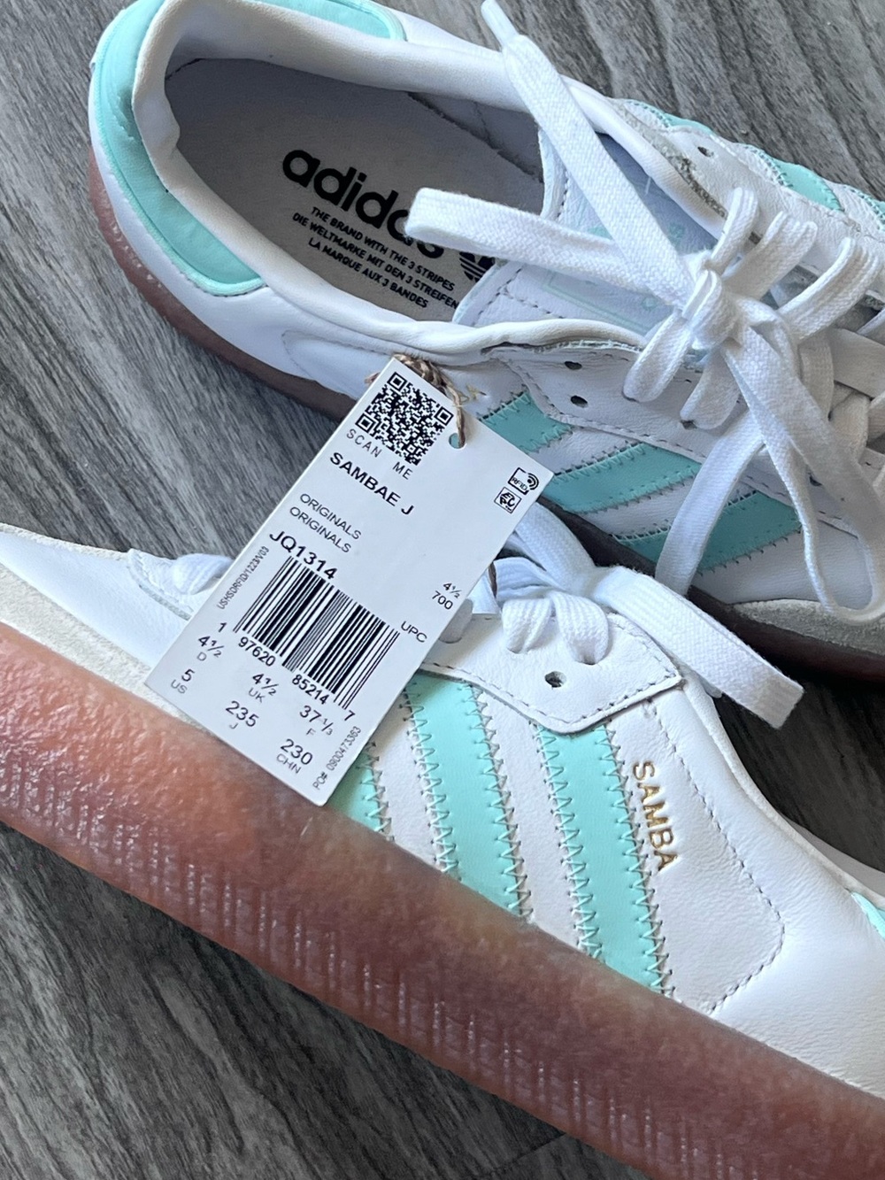 Adidas Originals Samba Sneakers White Mint with Gum Sole - Big Kids - Picture 7 of 7